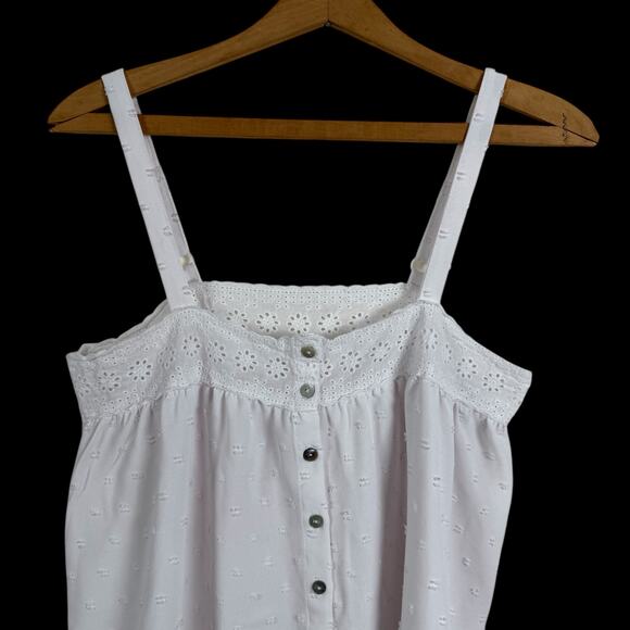 Laura Ashley Women Cami Top Medium White Textured Embroidered Spring Western - Picture 2 of 7